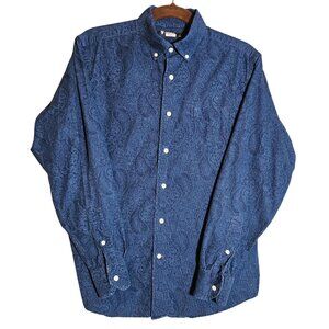 Cremieux Mens Paisley Button-Up Shirt Medium 100% Cotton Blue Long Sleeve